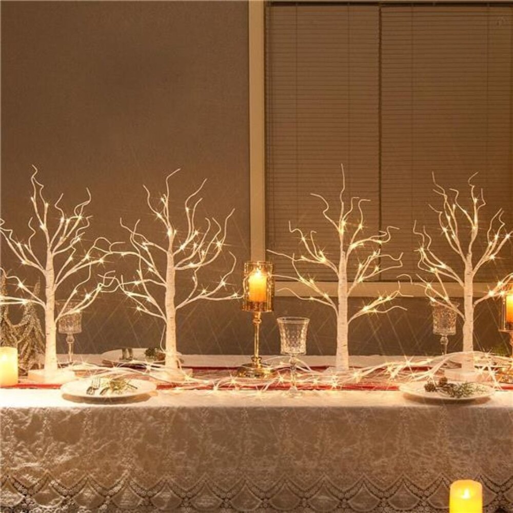 Vanthylit Christmas Tree Decorations, White Birch Tree with LED Lights